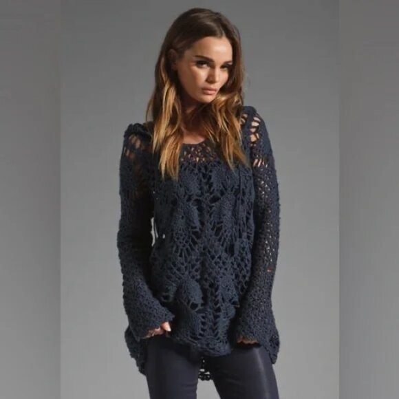 Free People Tops - Free People Crochet Pacifica Hoodie - EUC (S)
